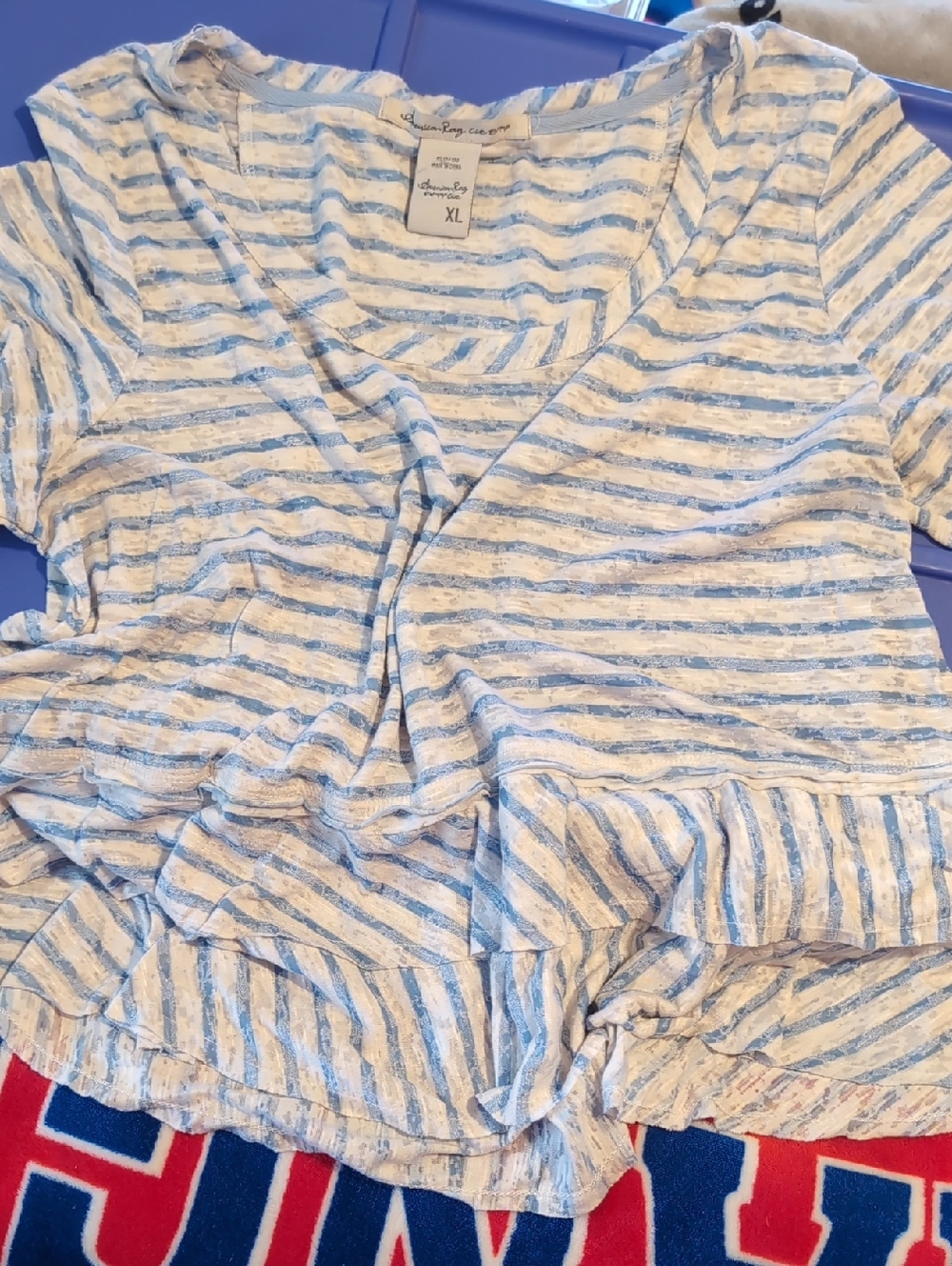 Striped Blue & White Womens Top - Unbranded